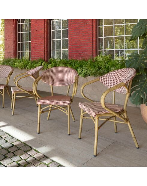 2 fauteuils de table extérieur en textilène Amalfi rouges