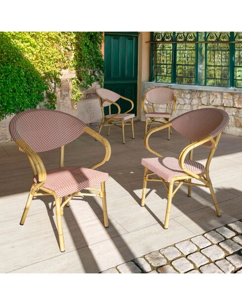 2 fauteuils de table extérieur en textilène Amalfi rouges