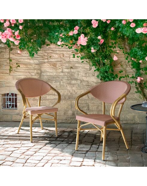 2 fauteuils de table extérieur en textilène Amalfi rouges