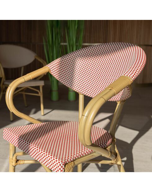 2 fauteuils de table extérieur en textilène Amalfi rouges