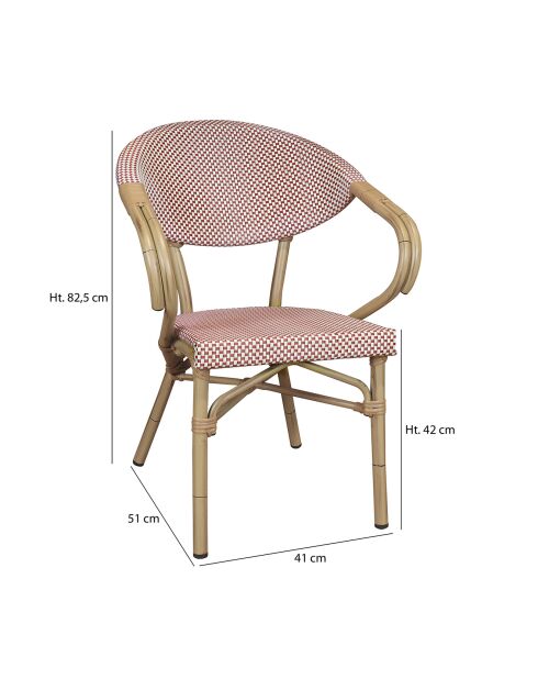 2 fauteuils de table extérieur en textilène Amalfi rouges