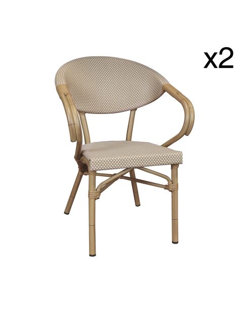 2 fauteuils de table extérieur en textilène Amalfi beiges