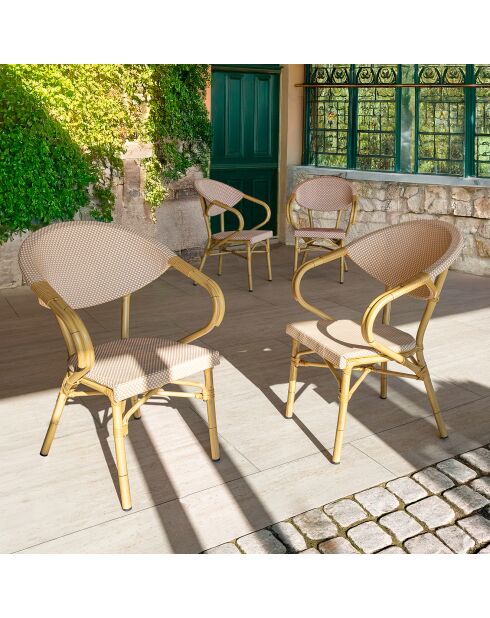 2 fauteuils de table extérieur en textilène Amalfi beiges