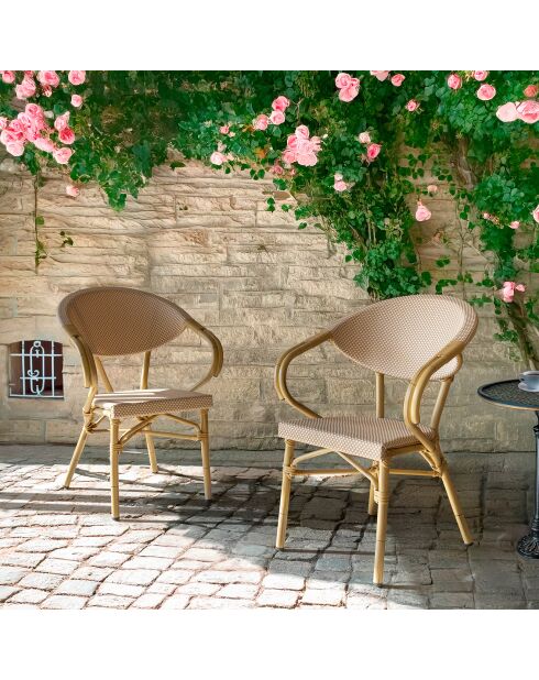 2 fauteuils de table extérieur en textilène Amalfi beiges