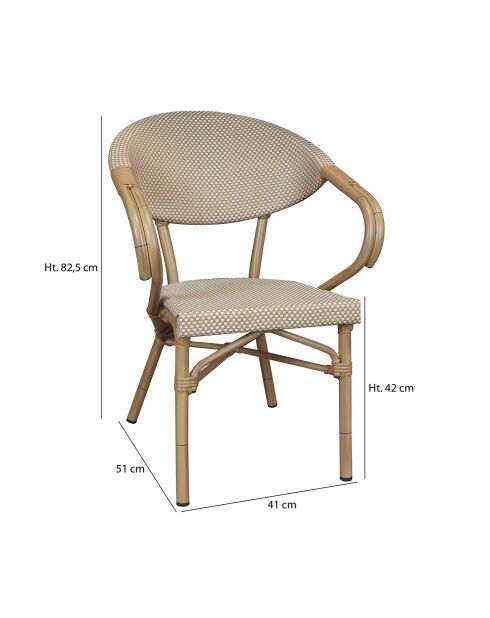 2 fauteuils de table extérieur en textilène Amalfi beiges
