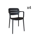 4 chaises de table extérieur Sunset noires