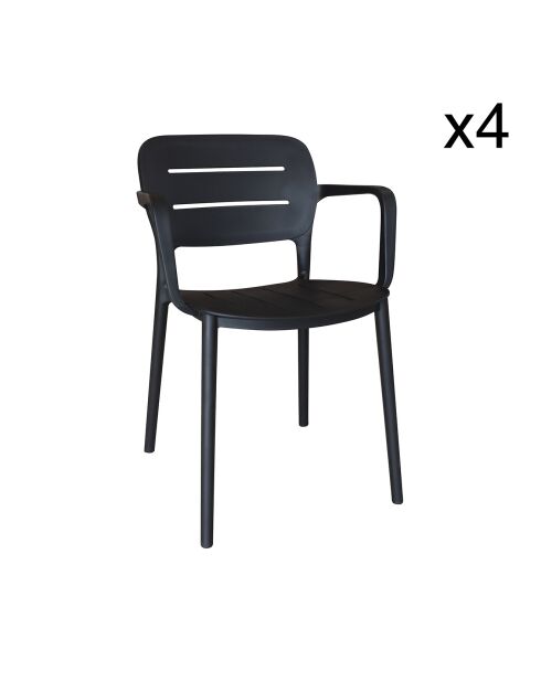 4 chaises de table extérieur Sunset noires