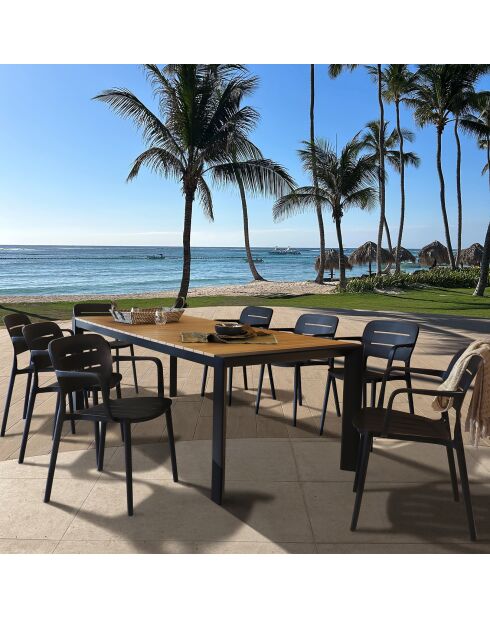 4 chaises de table extérieur Sunset noires