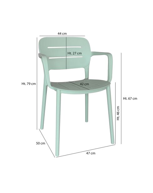 4 chaises de table extérieur Sunset celadon