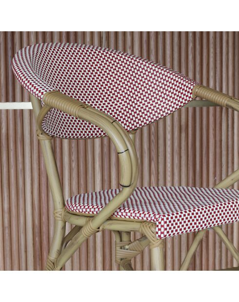 2 fauteuils de bar extérieur en textilène Amalfi rouges