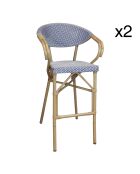 2 fauteuils de bar extérieur en textilène Amalfi bleus
