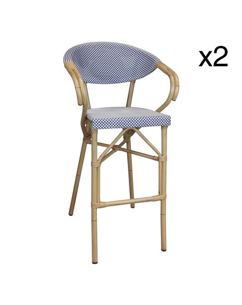 2 fauteuils de bar extérieur en textilène Amalfi bleus