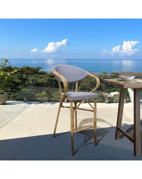 2 sedie da bar per esterno in textilene blu Amalfi