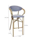 2 fauteuils de bar extérieur en textilène Amalfi bleus