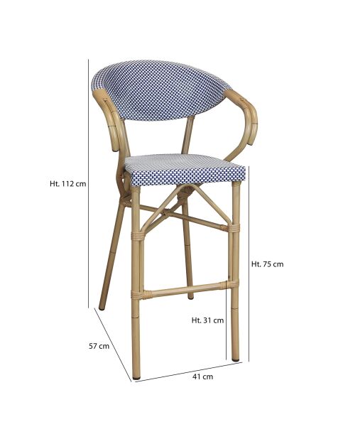 2 fauteuils de bar extérieur en textilène Amalfi bleus