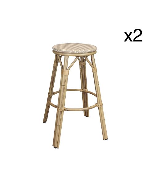 2 Tabourets de bar extérieur en textilène Amalfi rotin