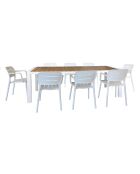 Ensemble de jardin table avec 8 fauteuils Basun blanc