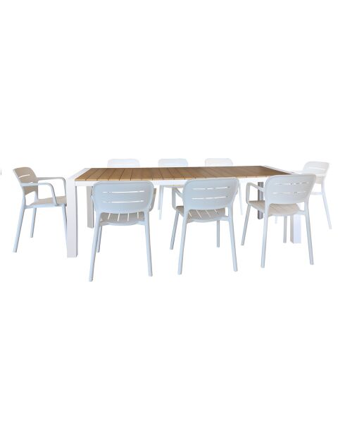 Ensemble de jardin table avec 8 fauteuils Basun blanc