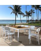 Ensemble de jardin table avec 8 fauteuils Basun blanc