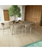 Ensemble table en aluminium et 6 chaises en corde Figari taupe