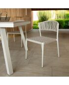 Ensemble table en aluminium et 6 chaises en corde Figari taupe