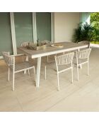 Ensemble table en aluminium et 6 chaises en corde Figari taupe