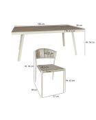 Ensemble table en aluminium et 6 chaises en corde Figari taupe