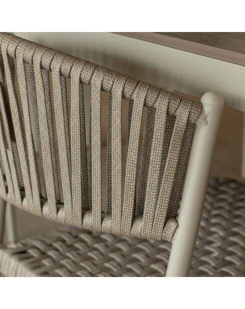 Ensemble table en aluminium et 6 chaises en corde Figari taupe