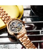Montre Homme en Acier Luciano 371B Automatique Squelette rose doré