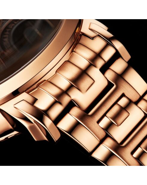 Montre, Luciano 371B Automatique Squelette 46mm Rose Acier inoxydable Bracelet