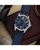Orologio Aeronaut 3916 Quartz 43mm Aviator. Bracciale in pelle blu