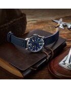 Orologio Aeronaut 3916 Quartz 43mm Aviator. Bracciale in pelle blu