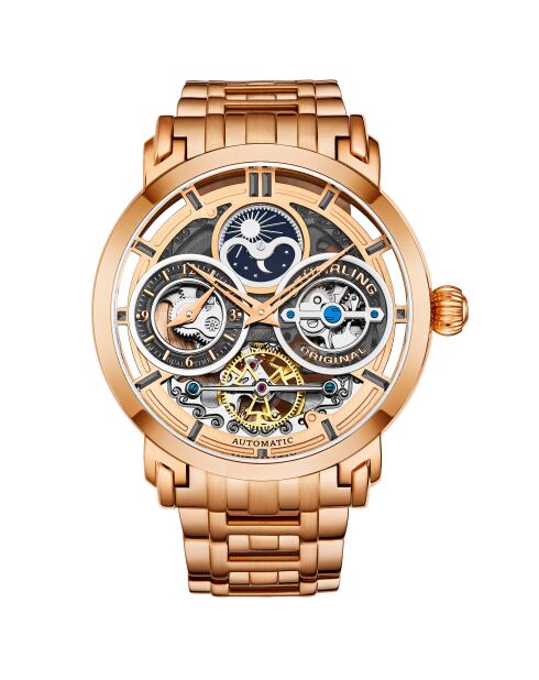 Montre Homme en Acier Luciano 371B Automatique Squelette rose doré