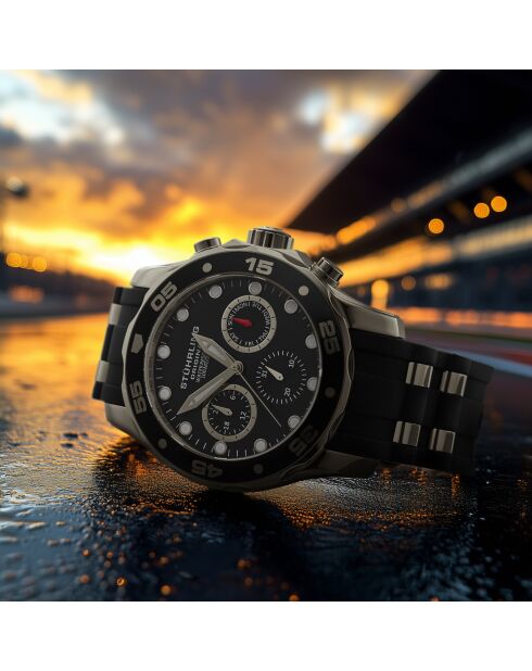 Montre, Chronographe Regal Quartz 44mm Noir Silicone Bracelet