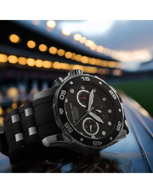 Montre, Chronographe Regal Quartz 44mm Noir Silicone Bracelet