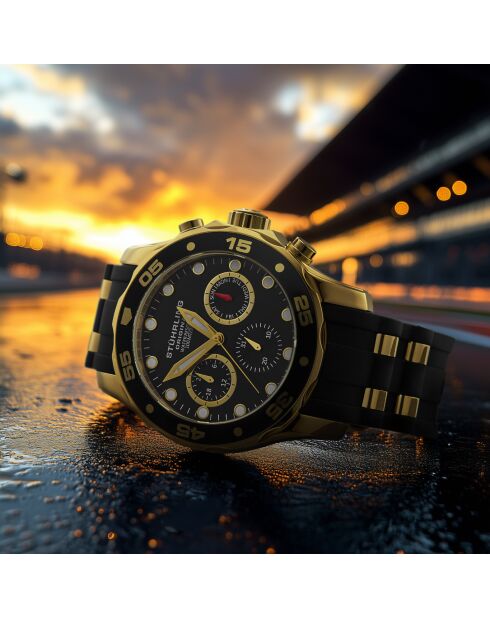 Montre, Chronographe Regal Quartz 44mm Noir Silicone Bracelet