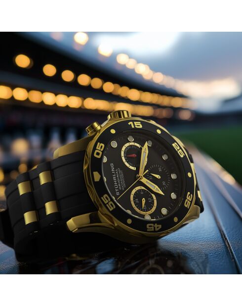 Montre, Chronographe Regal Quartz 44mm Noir Silicone Bracelet