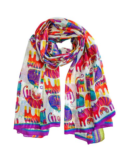 Foularrd 100% Soie Catsy multicolore - 170x85 cm