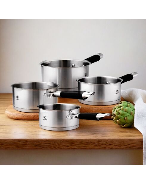 4 Casseroles inox induction argentées