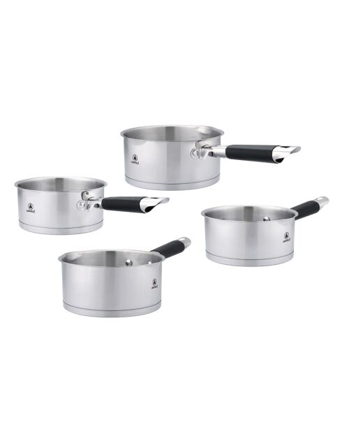 4 Casseroles inox induction argentées