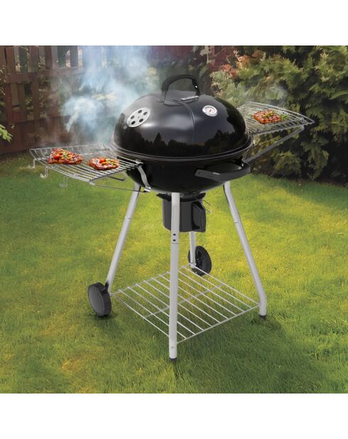 Schwarzer Holzkohlegrill - 122x67x110 cm