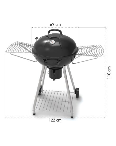Zwarte houtskoolbarbecue - 122x67x110 cm