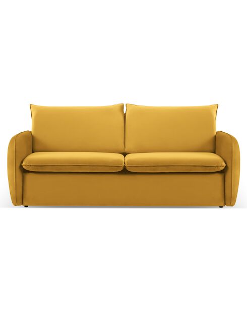 Canapé Convertible Velours Vienna 3 Places jaune  -  214x102x92 cm