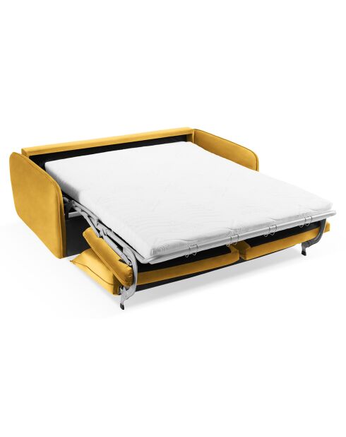 Canapé Convertible Velours Vienna 3 Places jaune  -  214x102x92 cm