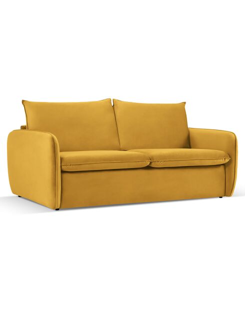 Canapé Convertible Velours Vienna 3 Places jaune  -  214x102x92 cm