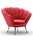 Fauteuil en velours Kingston rouge  -  98x78x76 cm