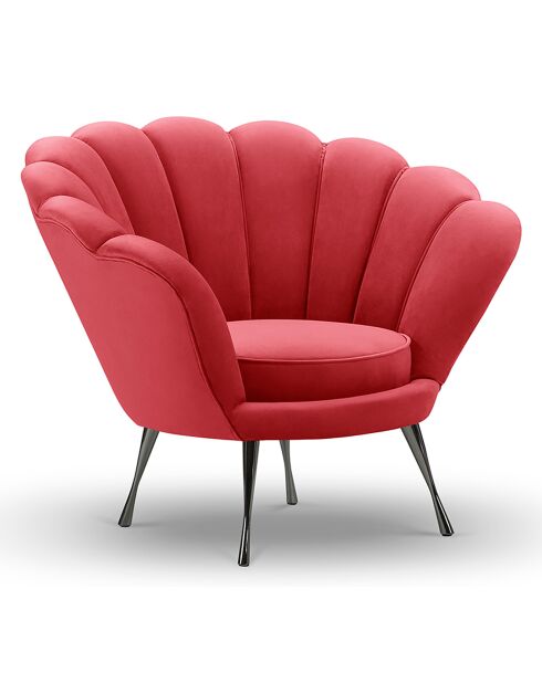 Fauteuil en velours Kingston rouge  -  98x78x76 cm