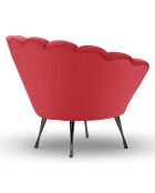 Fauteuil en velours Kingston rouge  -  98x78x76 cm