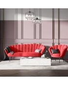 Fauteuil en velours Kingston rouge  -  98x78x76 cm