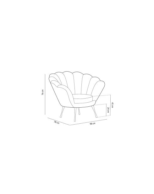 Fauteuil en velours Kingston rouge  -  98x78x76 cm